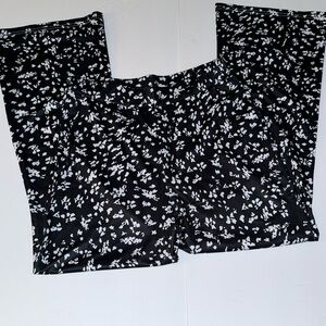 Black & White Flower Wide Leg Pants New